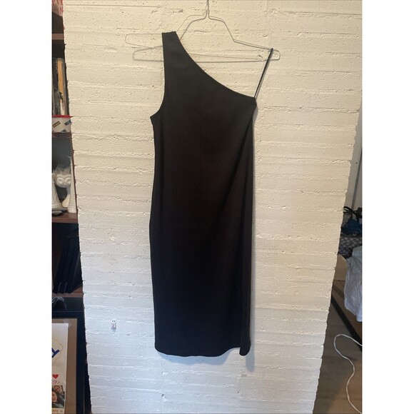 Gap One Shoulder Ribbed Midi Dress, Fitted Stretch Black, NWOT, Size XS - Picture 3 of 9